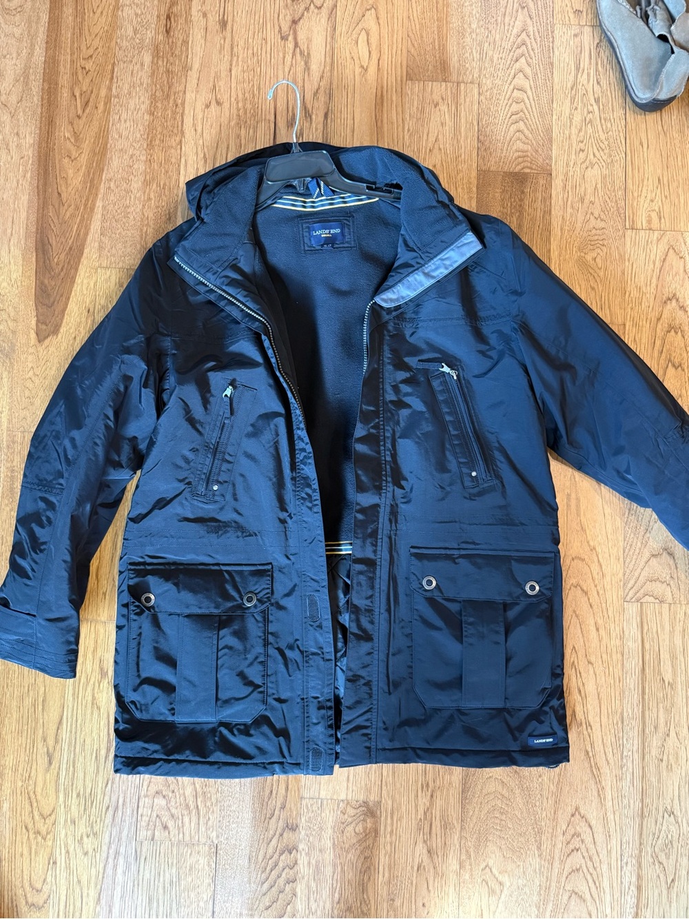 Lands' End Men's Dark Navy Hooded Field Jacket